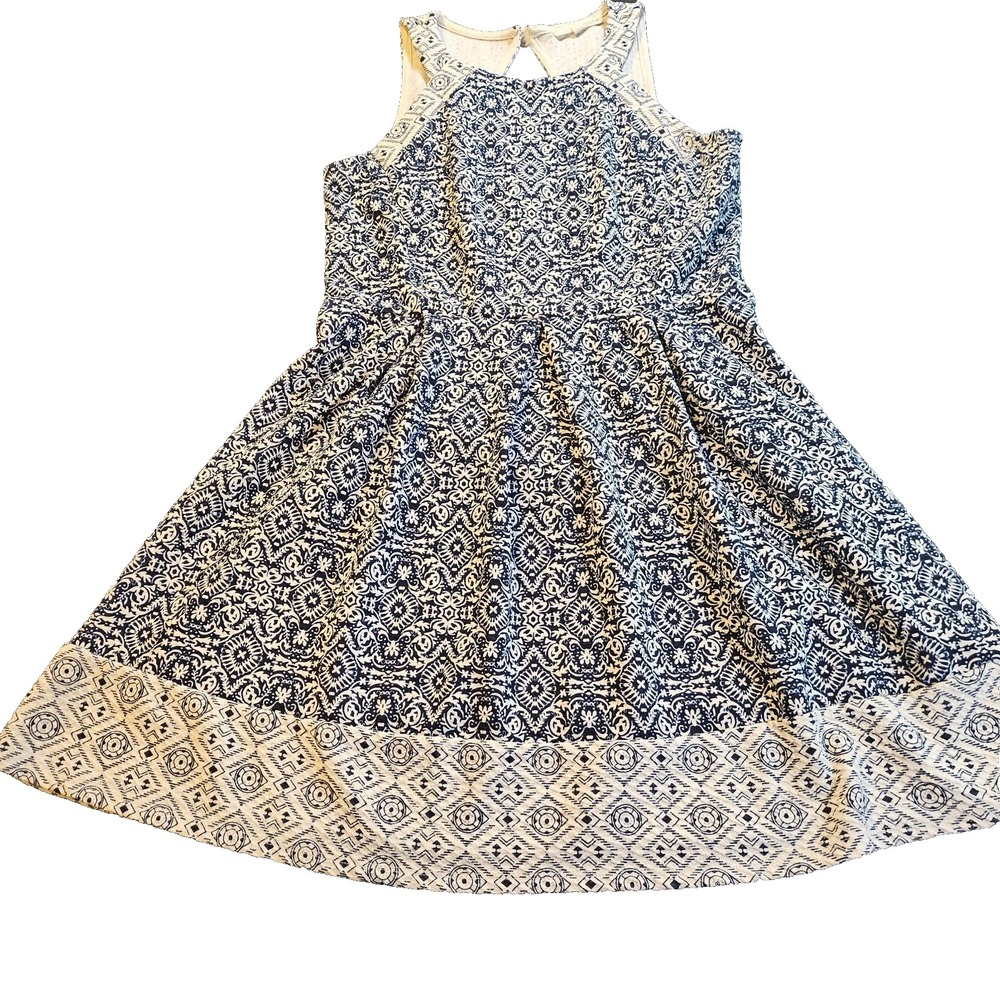 Womens Sleeveless Halter Skatet Dress SZ L Casual Career Party Cocktail Preppy